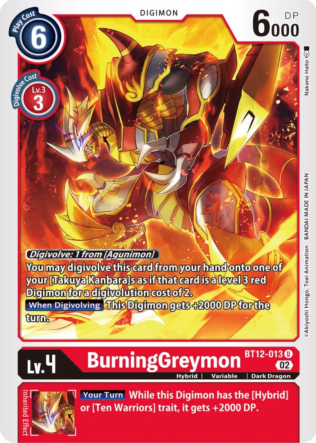 BurningGreymon BT 12 Across Time Digimon CardTrader