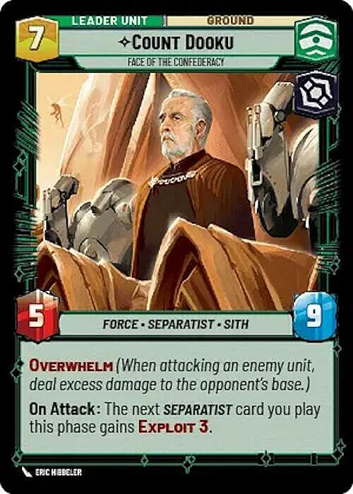 Conte Dooku, Volto Della Confederazione Card Back