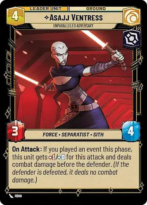 Asajj Ventress, Avversaria Senza Rivali Card Back