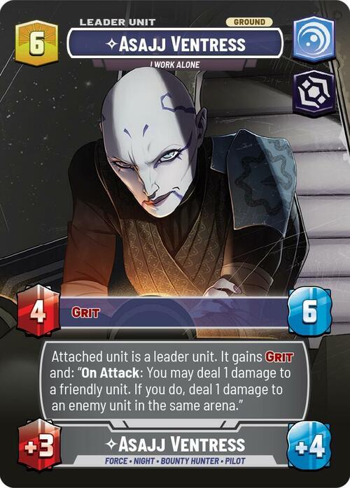 Asajj Ventress, Lavoro Da Sola Card Back