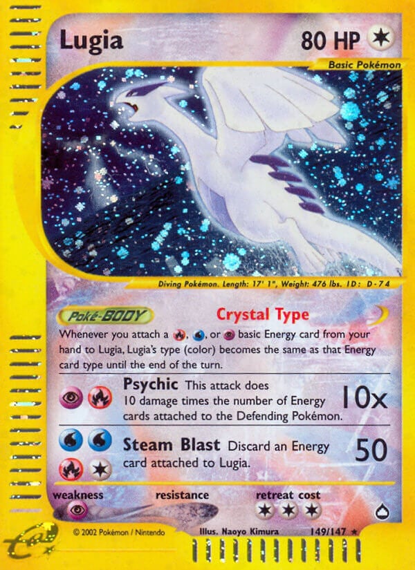 Lugia [Crystal Type | Psychic | Steam Blast] Aquapolis | Pokémon ...