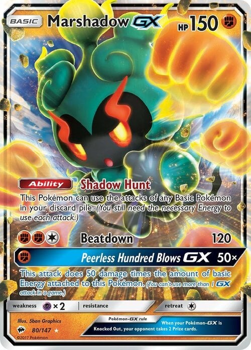 Marshadow GX [Shadow Hunt | Beatdown | Peerless Hundred Blows GX] Card Front