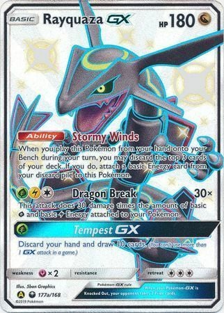 Rayquaza GX [Stormy Winds | Dragon Break | Tempest GX] Card Front