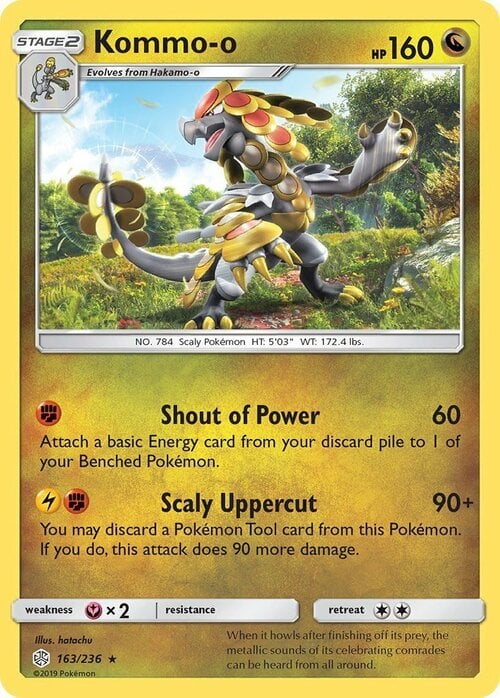 Kommo-o [Shout of Power | Scaly Uppercut] Card Front