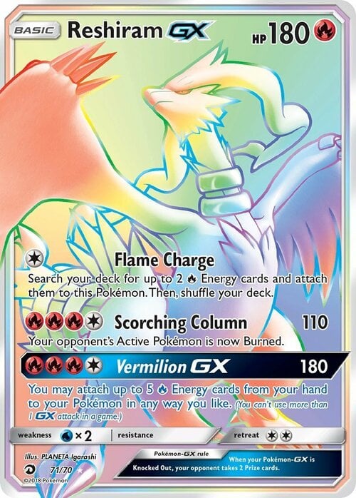 Reshiram GX [Flame Charge | Scorching Collumn | Vermillion GX] Card Front