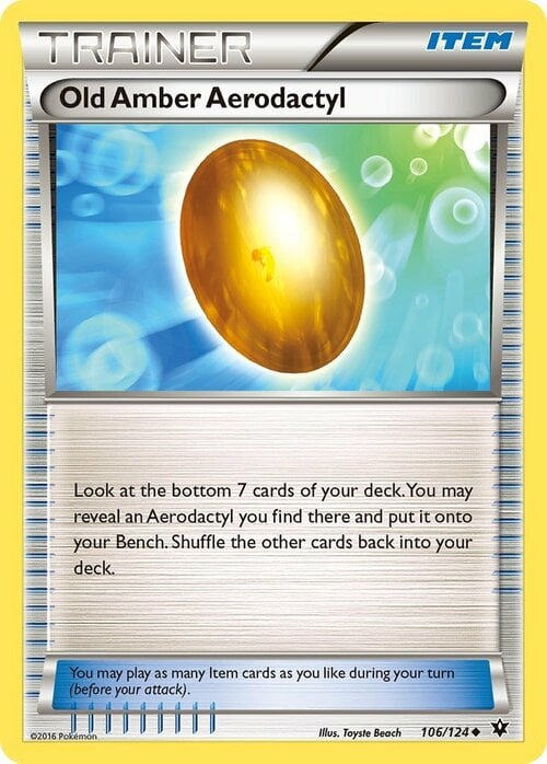 Old Amber Aerodactyl Card Front