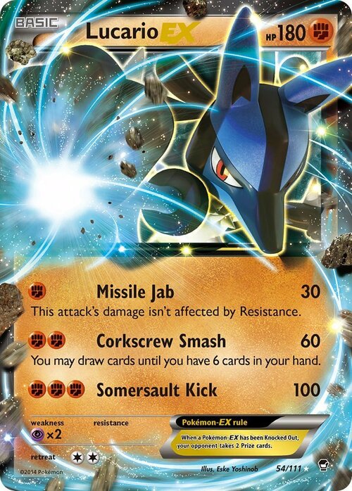 Lucario EX [Missile Jab | Corkscrew Smash | Somersault Kick] Card Front