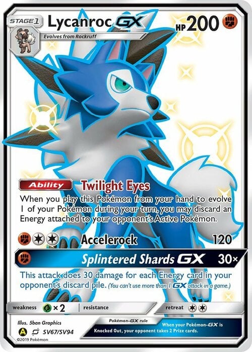 Lycanroc GX [Twilight Eyes | Accelerock | Splintered Shard GX] Frente