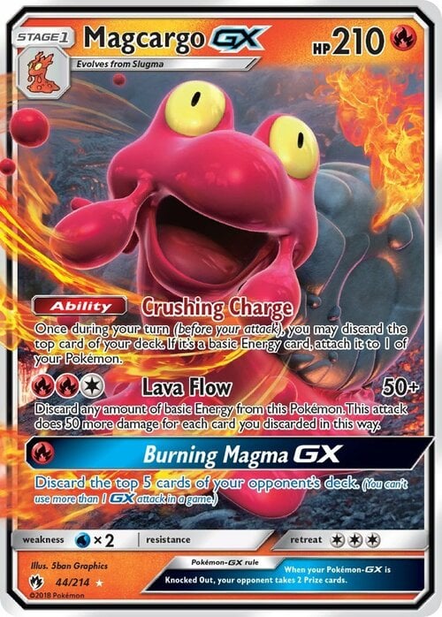 Magcargo GX [Crushing Charge | Lava Flow | Burning Magma GX] Frente