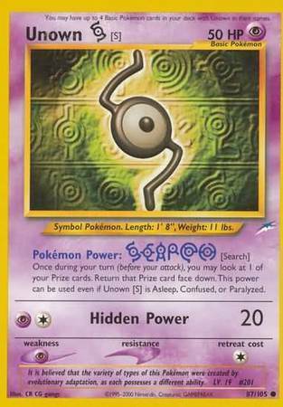 Unown S Card Front