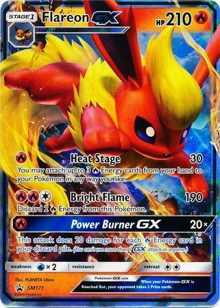 Flareon GX [Heat Stage | Bright Flame | Power Burner GX] Card Front