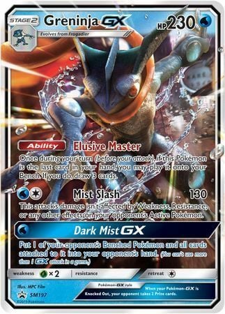 Greninja GX [Elusive Master | Mist Slash | Dark Mist GX] Card Front