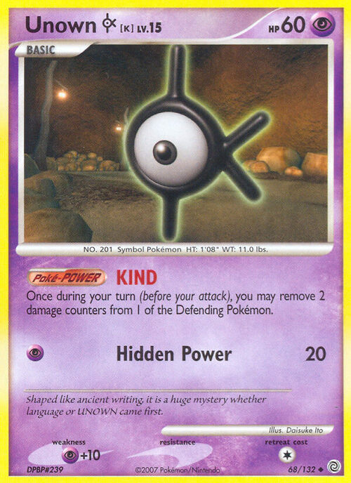 Unown [K] Lv.15 Card Front