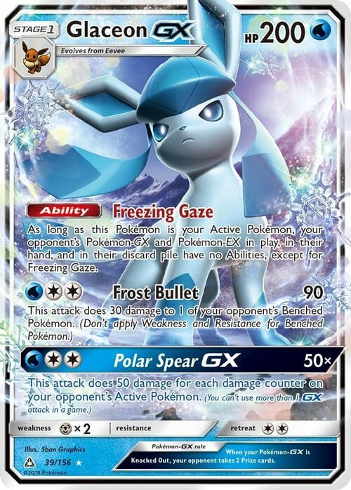 Glaceon GX [Freezing Gaze | Frost Bullet | Polar Spear GX] Card Front
