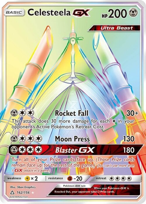 Celesteela GX [Rocket Fall | Moon Press | Blaster GX] Card Front