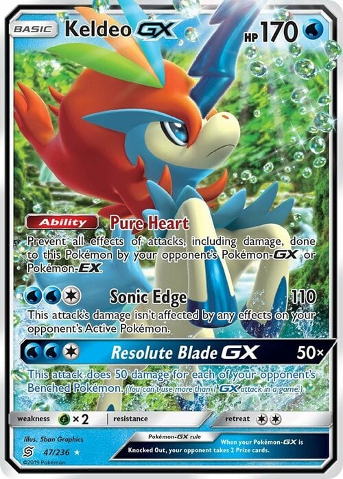 Keldeo GX [Pure Heart | Sonic Edge | Resolute Blade GX] Card Front