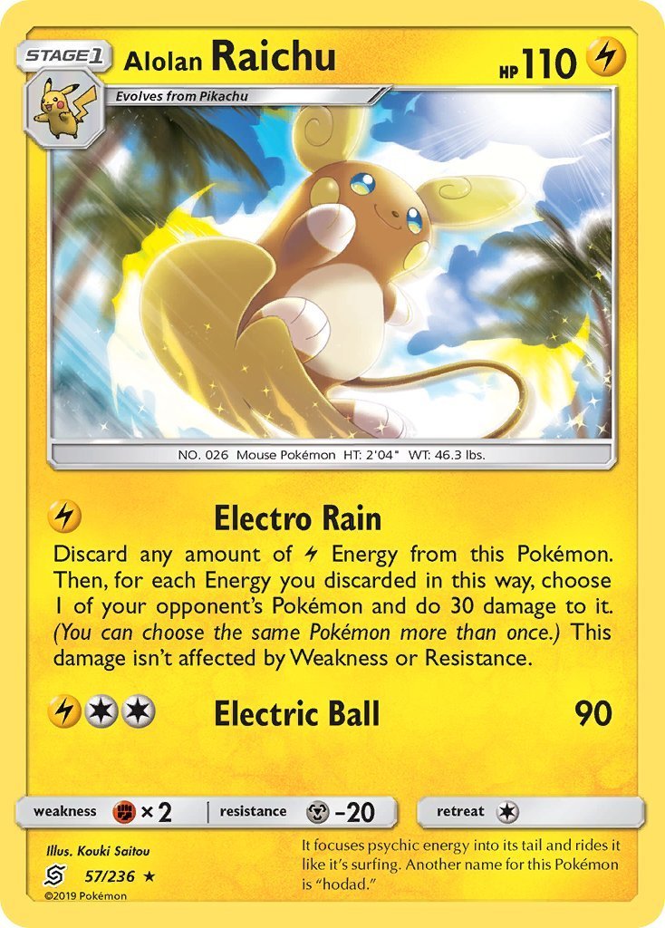 Shiny Raichu Gx Surfing Custom Pokemon Card Premium Quality 