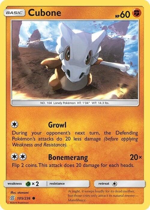 Cubone [Growl | Bonemerang] Card Front