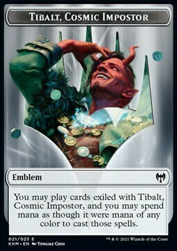 Tibalt, Cosmic Impostor Emblem // Elf Warrior Card Front