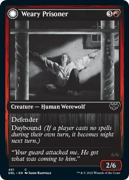 Weary Prisoner // Wrathful Jailbreaker Card Front