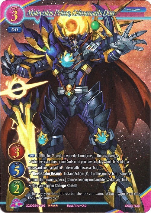 Malevolus Prime, Crimenauts Don Card Front