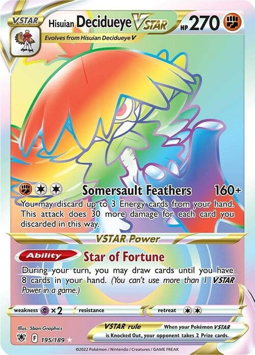 Decidueye di Hisui V ASTRO [Somersault Feathers | Star of Fortune] Card Front
