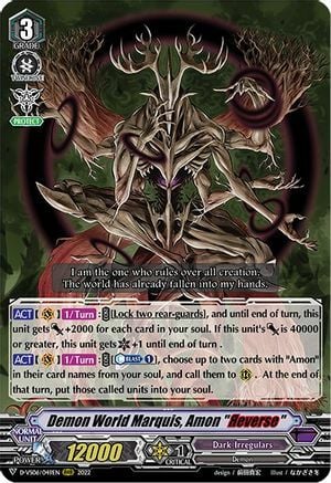 Demon World Marquis, Amon "Яeverse" [V Format] Card Front