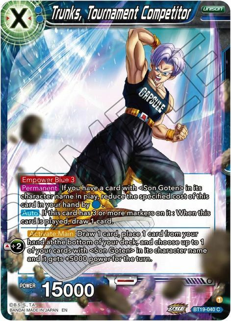 Trunks, Tournament Competitor Card Front