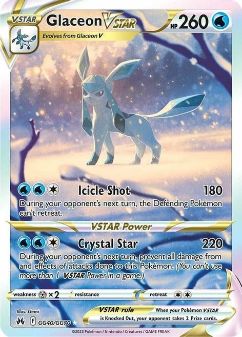 Glaceon V-ASTRO [Icicle Shot | Crystal Star] Frente