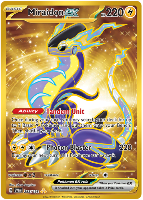 Miraidon EX 253/198 Full Art Gold Secret Rare Card Pokémon Scarlet & Violet  - NM