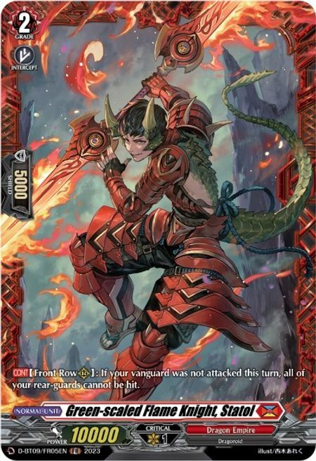 Green-scaled Flame Knight, Statol Card Front