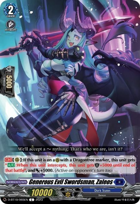 Generous Evil Swordsman, Zaleos Card Front