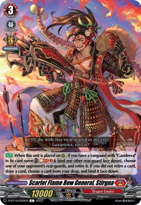 Scarlet Flame Bow General, Stirgna Card Front