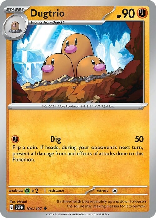 Dugtrio Card Front