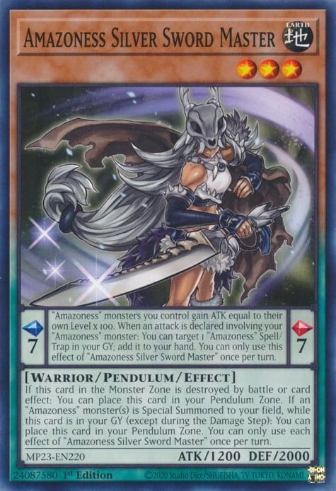 Maestra della Spada d'Argento Amazoness Card Front