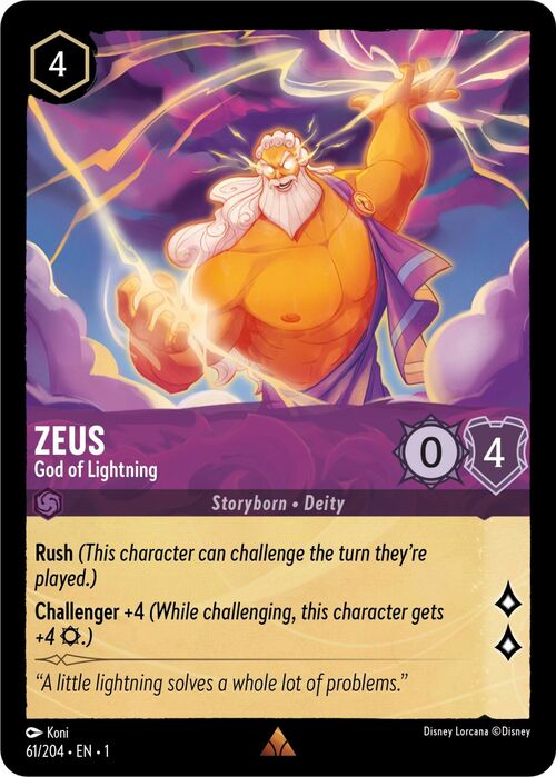 Zeus - God of Lightning Card Front