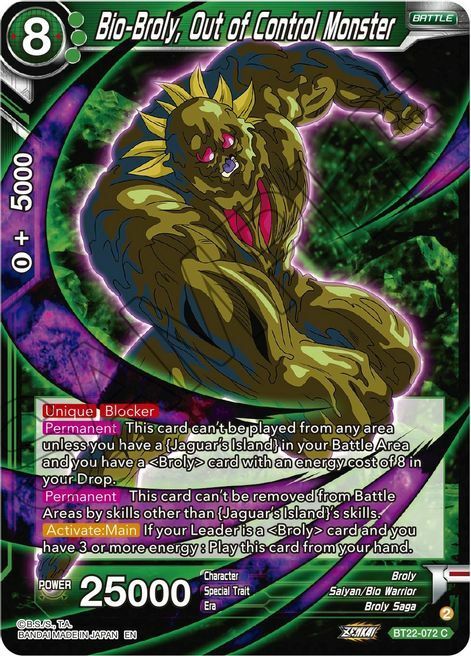 Bio-Broly, Out of Control Monster Card Front