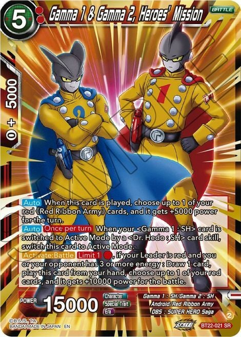 Gamma 1 & Gamma 2, Heroes´ Mission Card Front