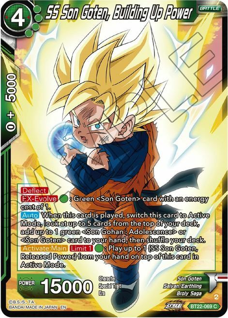 SS Son Goten, Building Up Power Frente