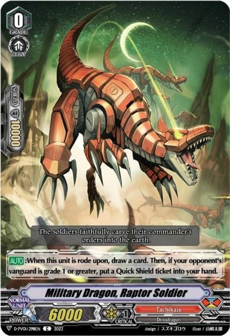 Military Dragon, Raptor Soldier Card Front