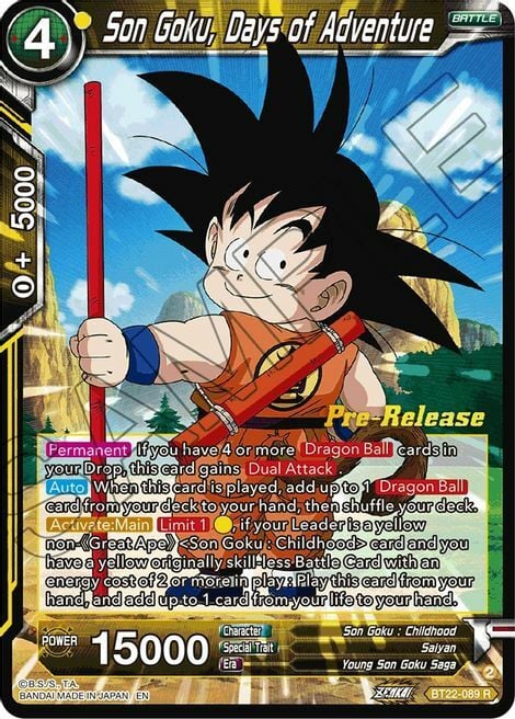 Son Goku, Days of Adventure Card Front