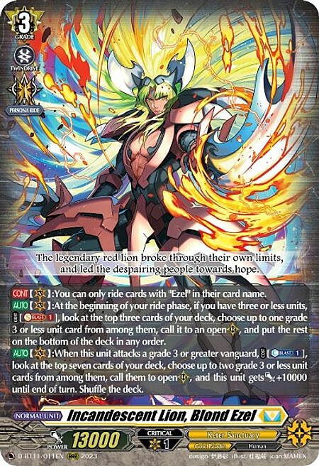 Incandescent Lion, Blond Ezel Card Front