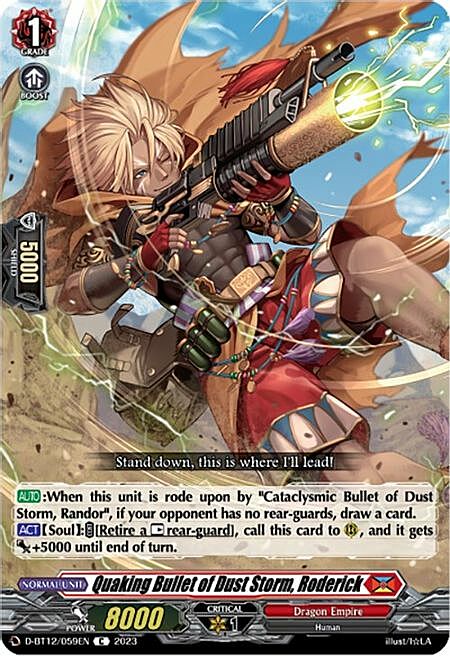 Quaking Bullet of Dust Storm, Roderick Card Front