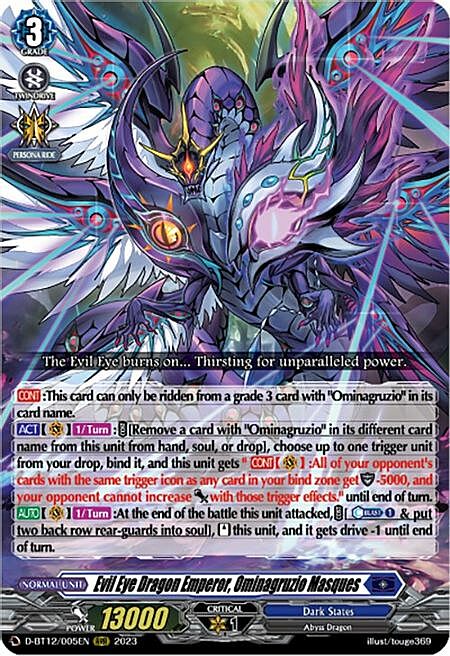 Evil Eye Dragon Emperor, Ominagruzio Masques Card Front