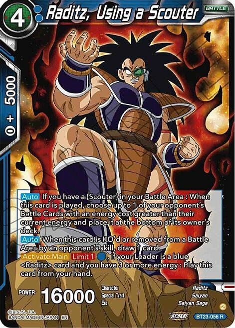 Raditz, Using a Scouter Frente