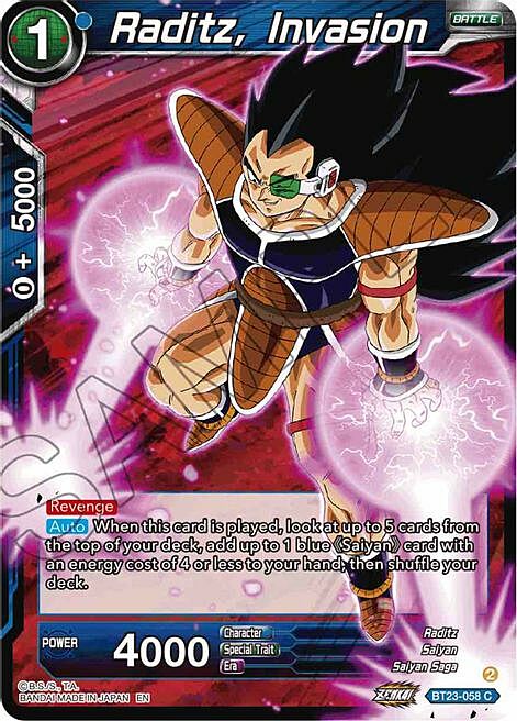 Raditz, Invasion Card Front