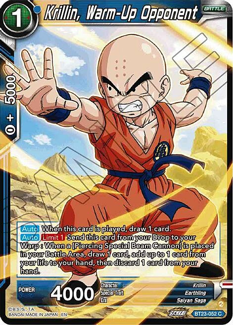 Krillin, Warm-Up Opponent Frente