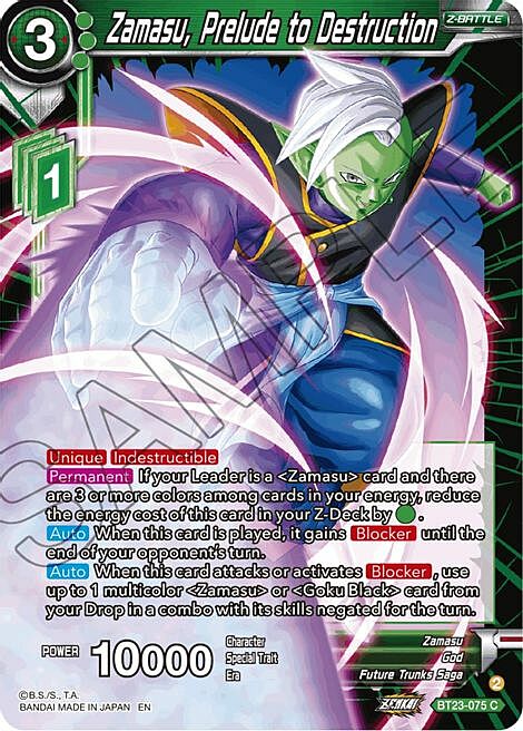 Zamasu, Prelude to Destruction Frente