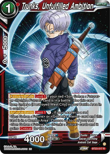 Trunks, Unfulfilled Ambition Frente