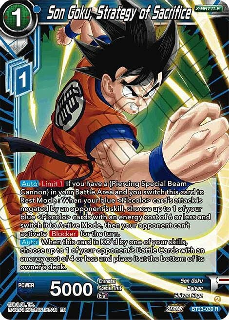 Son Goku, Strategy of Sacrifice Frente